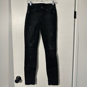 Maurices Black Distressed Skinny Jeans Womens Xtra-small Regular